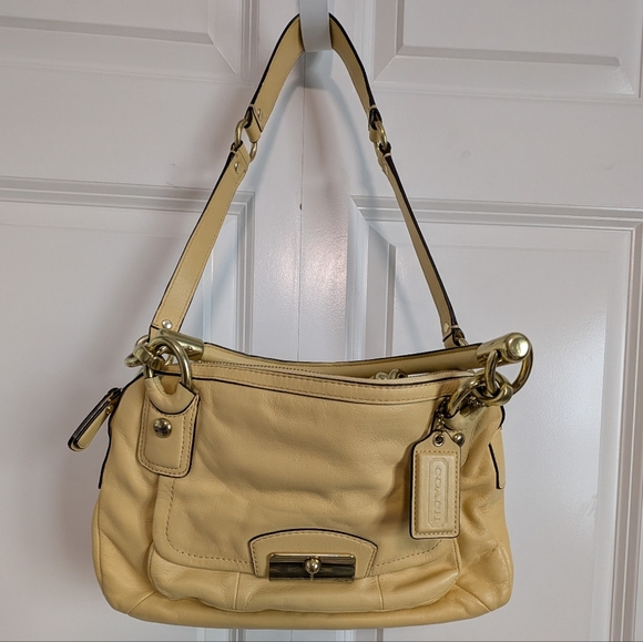 COACH Yellow Buttercup Leather Double Zipper Kristin Satchel Shoulder - Picture 2 of 16
